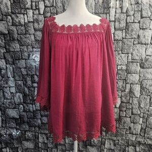 Zac & Rachel Plus Size Peasant Top. 3X
